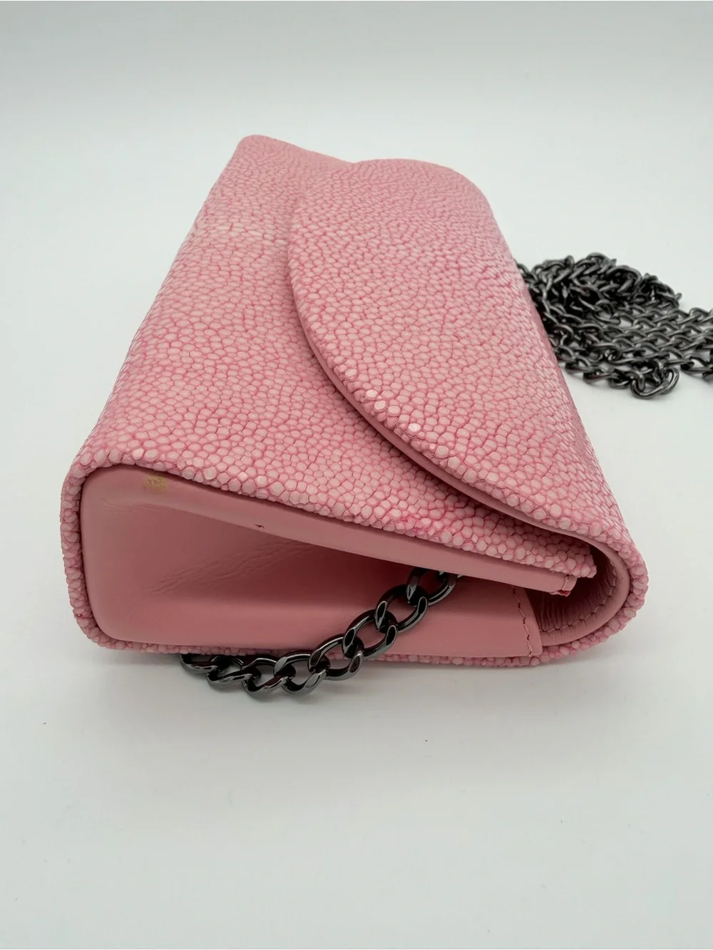 J. Markell Pink Baby Grande Stingray Leather Clutch Crossbody